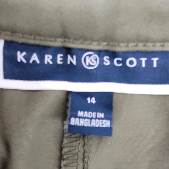 NEW Karen Scott Capri Pants Womens 14 Green Stretch Cotton Twill Pedal Pusher - Picture 4 of 13